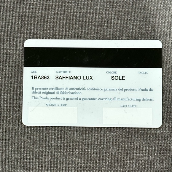 Prada Authenticity Card 1BA863 - Picture 2 of 2
